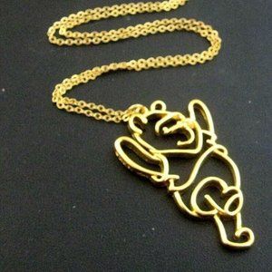 Signed DISNEY Winnie the Pooh goldtone Pendant Necklace